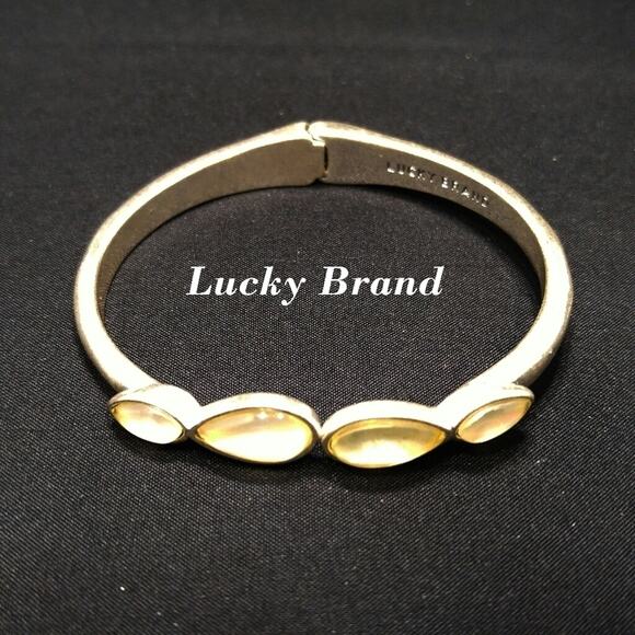 Lucky Brand Hinged Faux Pearl Rhinestone Bracelet, 7 Inches - Picture 1 of 6